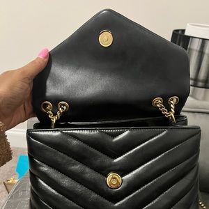 Yves Saint Laurent Small LouLou Shoulder Black with Antique Gold Hardware